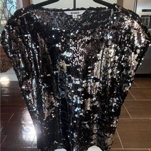 BB Dakota Shimmering Black Sequin Blouse